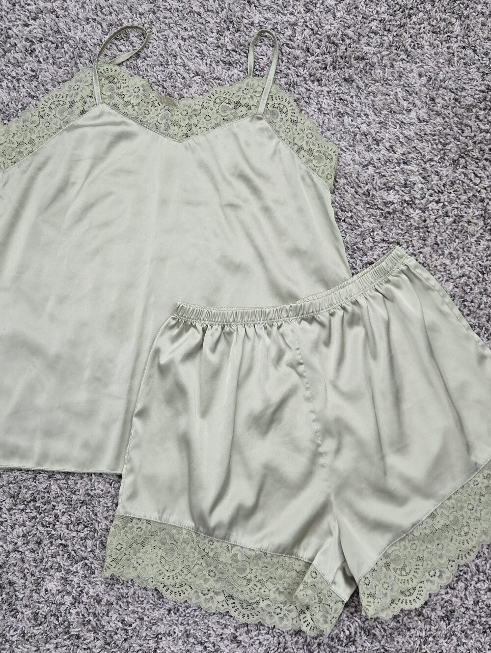 Sage Satin Cami & Short Pj Set